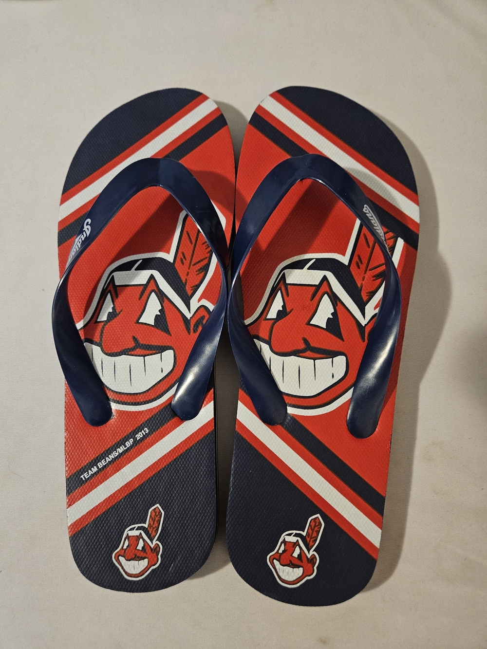 Cleveland Indians Guardians Graphic Flip Flops with Team Logo Vintage 2013 New